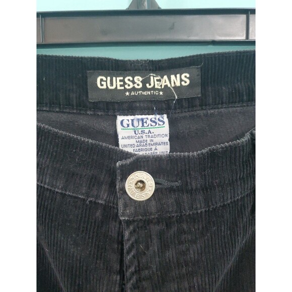 Guess Corduroy Pants Sz 29 Straight Leg Mid Rise Black Made In The USA Y2K - Picture 7 of 14